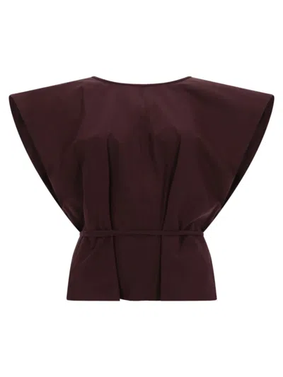 Alysi Neutrals Cotton Cape Extended Shirt In Brown