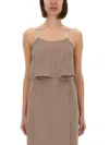 Alysi Micro Stripe Top With Laces In Brown