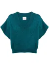 Alysi Brushed Mohair-blend Knitted T-shirt In Blue