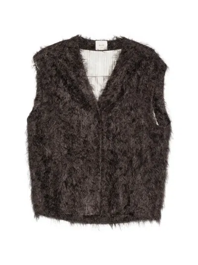 Alysi Brushed-effect V-neck Gilet In Brown