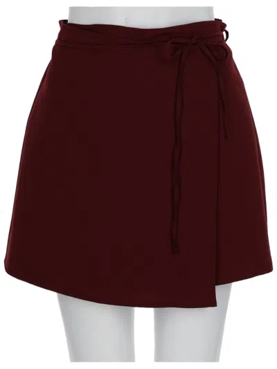 Alysi Burgundy Wrap Mini Skirt With Side Tie Closure In Brown
