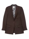 Alysi Button Blazer In Brown