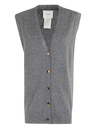 Alysi Button-fastening Sleeveless Top In Gray