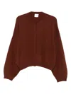 Alysi Button-front Balloon-sleeve Cardigan In Burgundy