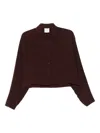 Alysi Button-front Cropped Shirt In Burgundy
