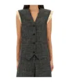 Alysi Button-front Vest In Gray