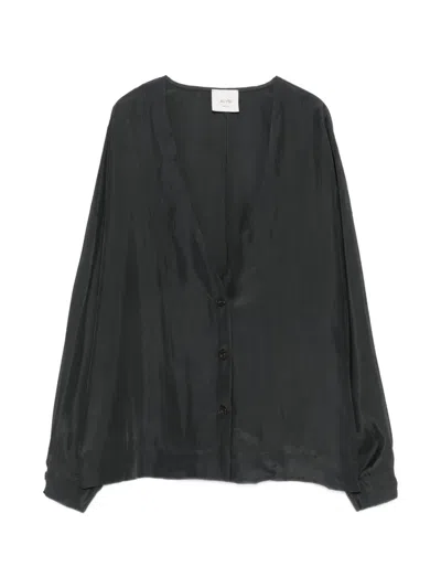 Alysi Button Long-sleeve Kimono In Gray