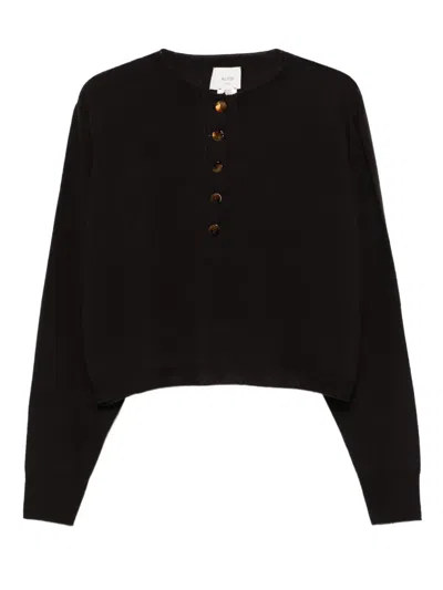 Alysi Button-placket Cashmere Sweater In Black