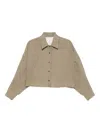 Alysi Button-up Wool Shirt In Brown