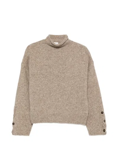 Alysi Button-cuff Turtleneck Sweater In Neutral