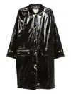Alysi Buttoned Leather Coat In Brown