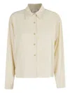 Alysi Butter Silk Shirt With Classic Collar And Boxy Silhouette In Neutral