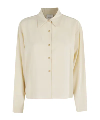 Alysi Pointed Collar Long-sleeved Shirt In White