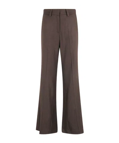 Alysi Belt Loop Casual Pants In Brown