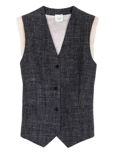 Alysi Buttoned V-neck Waistcoat In Blue
