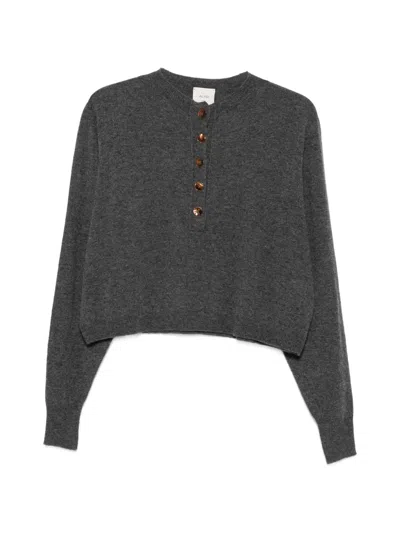 Alysi Button-fastening Cropped Sweater In Gray