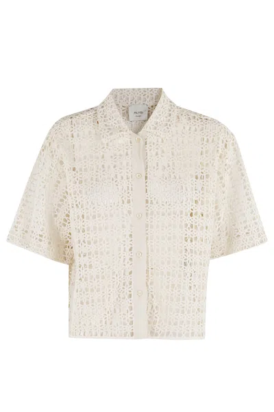 Alysi Camicia Macrame Cropped In Meringa