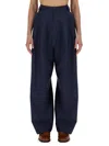Alysi Pleated Wide-leg Trousers In Blue