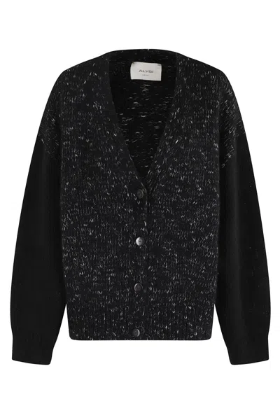 Alysi Cardigan Soft Tricot Cbottoni In Black