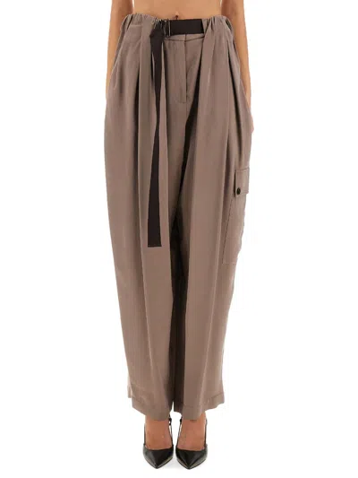 Alysi Cargo Pants Ruffled Effect In Brown