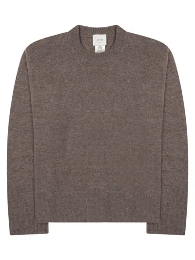 Alysi Cashmere Blend Crew Neck Merino Wool Sweater In Gray