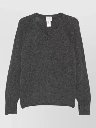 Alysi Cashmere V Neck Sweater Long Sleeves In Gray