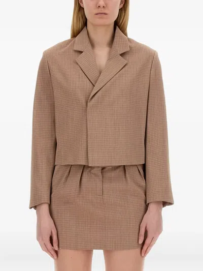 ALYSI CHECKED CROPPED JACKET