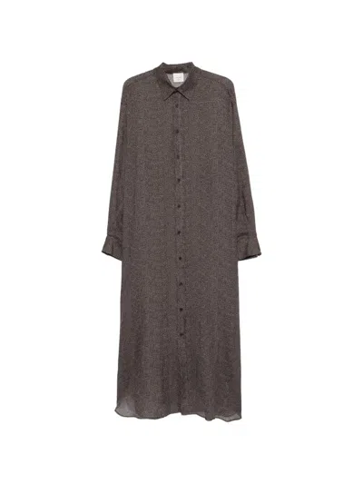 Alysi Chemisier Long Dress In Brown