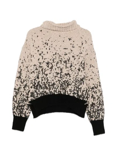Alysi Chenille Turtle-neck Sweater In Beige