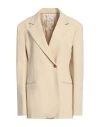 Alysi Chocolat Woman Blazer Beige Size 4 Polyester, Viscose, Elastane