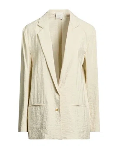 Alysi Chocolat Woman Blazer Beige Size 4 Silk, Polyamide In Animal Print