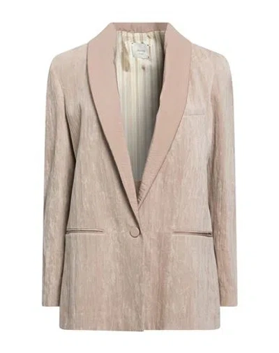 Alysi Chocolat Woman Blazer Beige Size 6 Cotton, Metal Fiber, Silk, Polyamide In Neutral