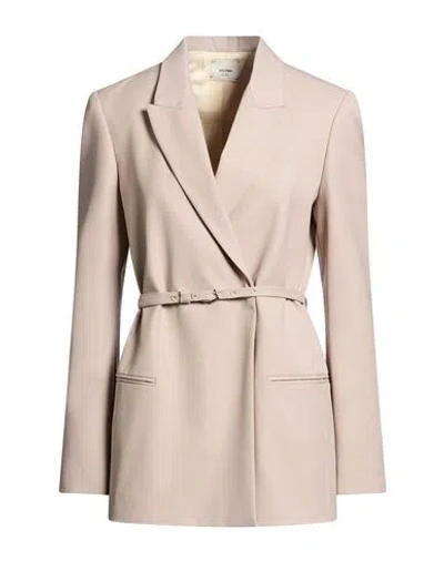 Alysi Chocolat Woman Blazer Beige Size 8 Polyester, Virgin Wool In Pink