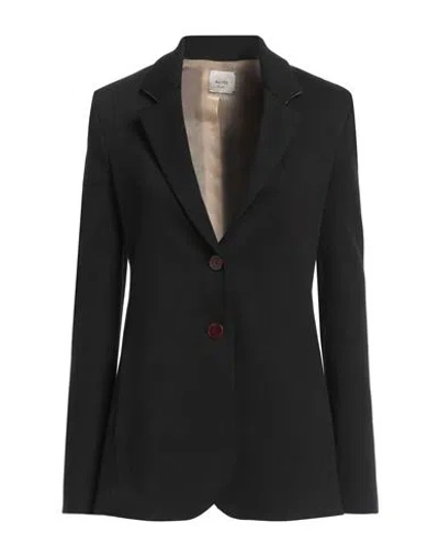 Alysi Chocolat Woman Blazer Black Size 4 Cotton, Polyamide, Elastane, Wool, Viscose