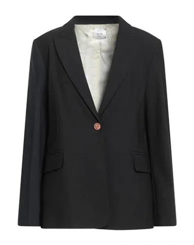 Alysi Chocolat Woman Blazer Black Size 4 Polyester, Virgin Wool, Elastane