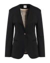 Alysi Chocolat Woman Blazer Black Size 6 Cotton, Polyamide, Elastane