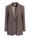 Alysi Chocolat Woman Blazer Burgundy Size 10 Virgin Wool, Wool, Viscose