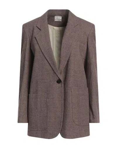 Alysi Chocolat Woman Blazer Burgundy Size 10 Virgin Wool, Wool, Viscose