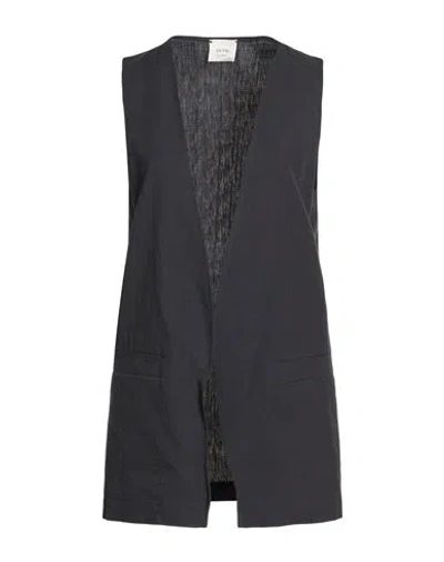 Alysi Chocolat Woman Blazer Charcoal Size 4 Linen, Cotton In Gray