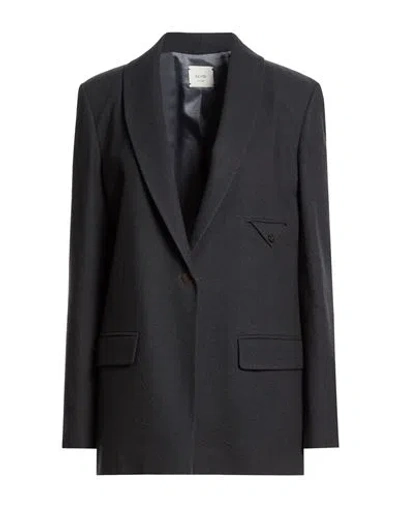 Alysi Chocolat Woman Blazer Charcoal Size 8 Virgin Wool In Black