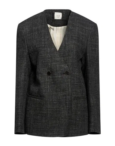 Alysi Chocolat Woman Blazer Charcoal Size 8 Wool, Polyester, Linen In Gray