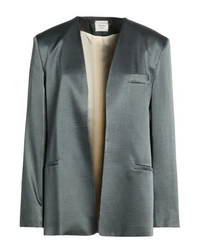 Alysi Chocolat Woman Blazer Dark Green Size 8 Viscose, Virgin Wool, Cotton In Gray