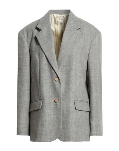 Alysi Chocolat Woman Blazer Charcoal Size 6 Wool, Polyester, Linen In Gray