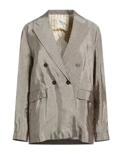 Alysi Chocolat Woman Blazer Grey Size 8 Viscose, Linen In Gray