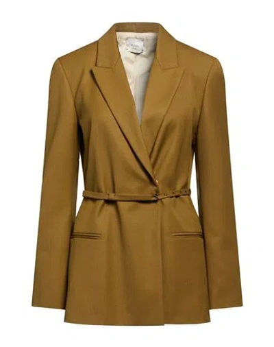 Alysi Chocolat Woman Blazer Khaki Size 10 Polyester, Virgin Wool In Green