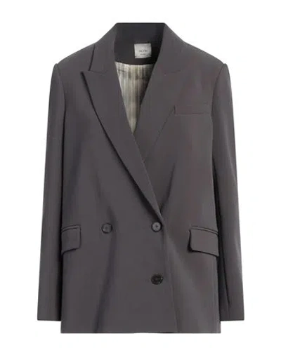 Alysi Chocolat Woman Blazer Lead Size 6 Polyester, Viscose, Elastane In Gray
