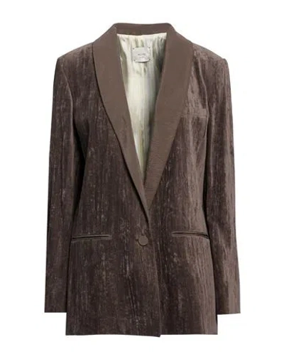 Alysi Chocolat Woman Blazer Light Brown Size 8 Cotton, Metal Fiber, Silk, Polyamide In Neutral