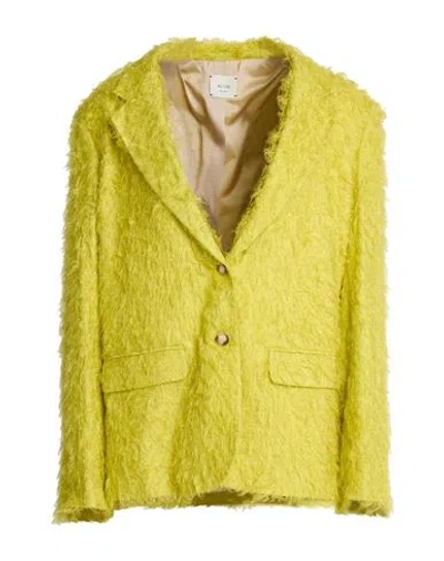 Alysi Chocolat Woman Blazer Lime Green Size 4 Viscose In Yellow