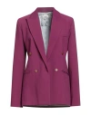 Alysi Chocolat Woman Blazer Mauve Size 4 Polyester, Viscose, Elastane, Wool, Acetate In Purple