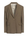 Alysi Chocolat Woman Blazer Military Green Size 8 Polyester, Virgin Wool, Elastane